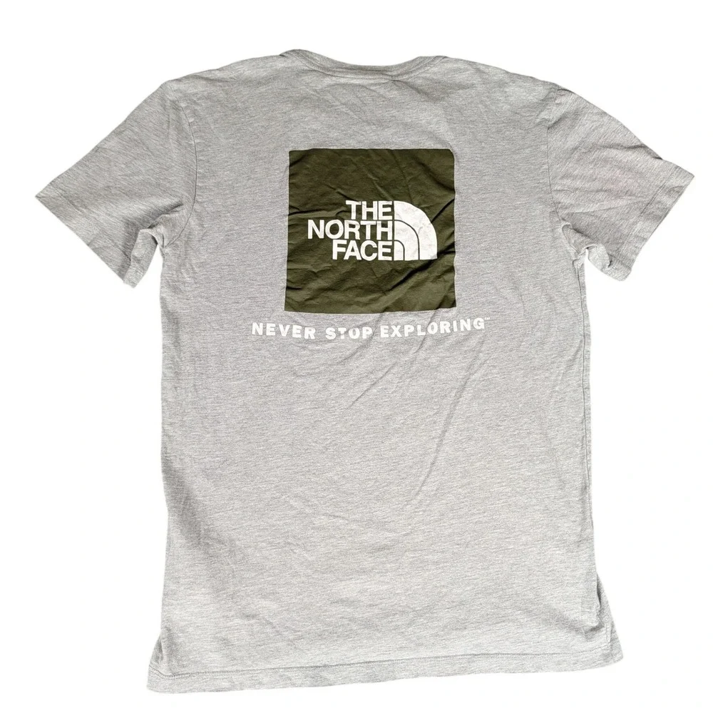 The North Face Mens Gray Box Logo Graphic Short Sleeve T-Shirt NF0A3R1G